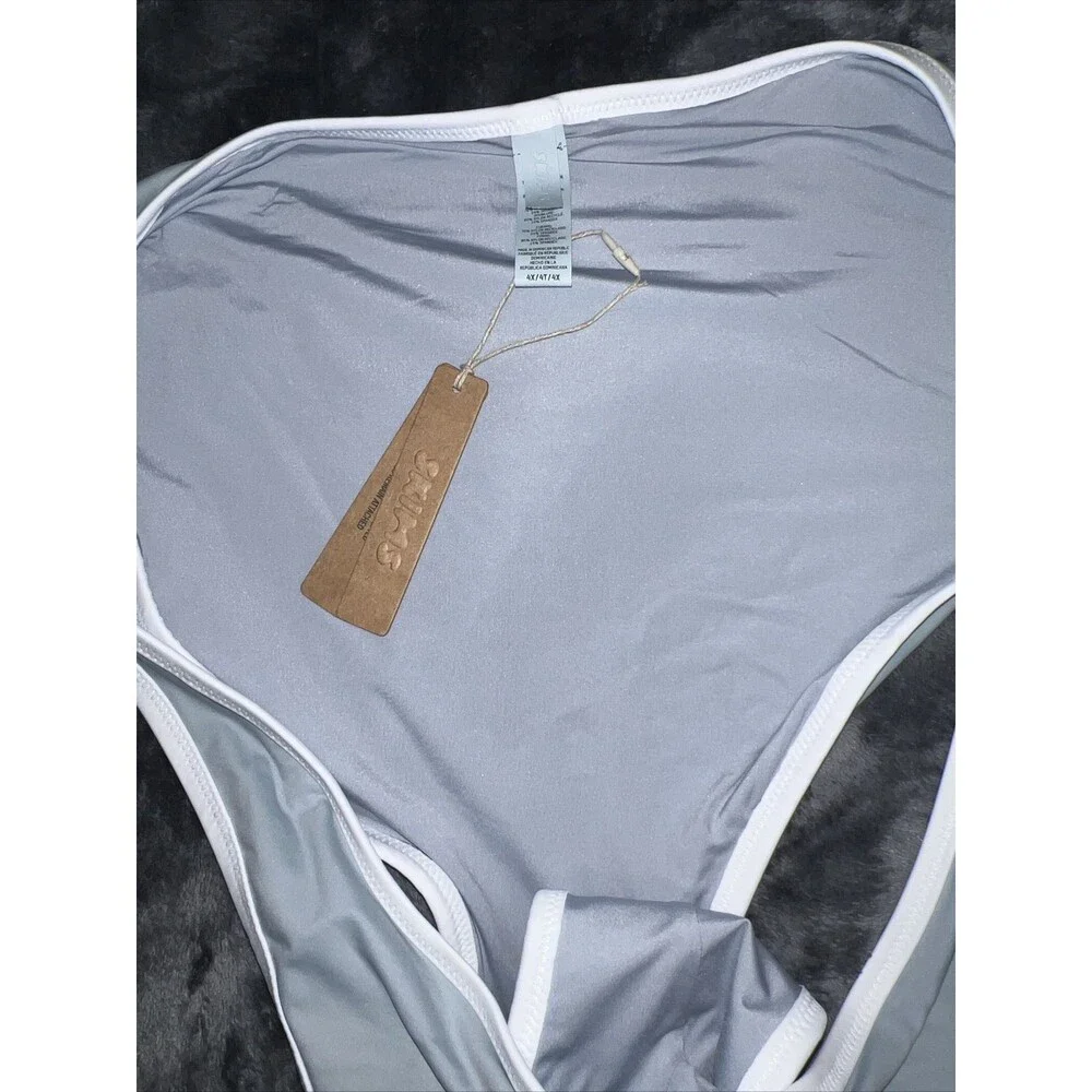 4X SKIMS Sporty Zip-Up Swim Dipped Tanga Bottom Style Bb-TNG-3022 Color -Pacific